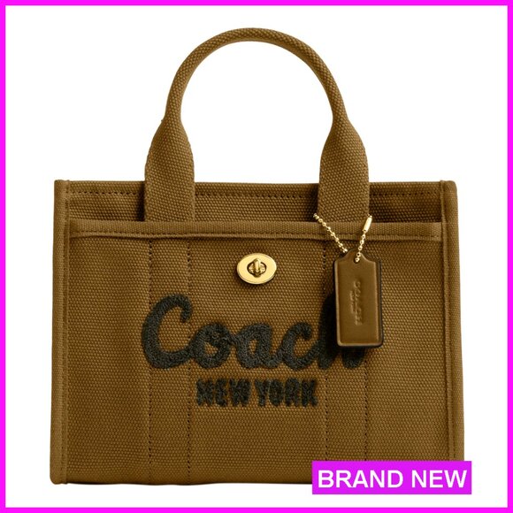 Handbags - Leather Tote Bag with Turnlock Closure and Detachable Crossbody Strap